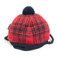 GUCCI 439029 Check Knit Cap with Pompoms, Cotton, Women's, Red