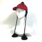 GUCCI 439029 Check Knit Cap with Pompoms, Cotton, Women's, Red