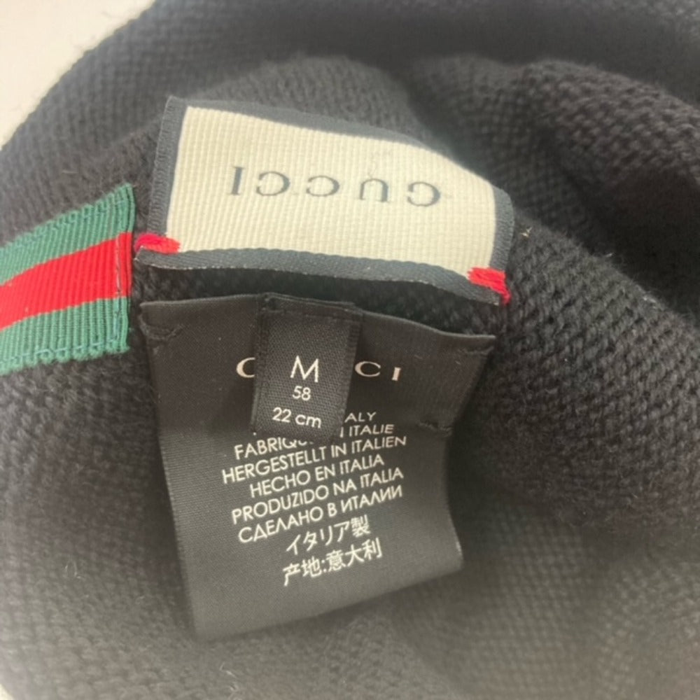 GUCCI Sherry Line Beanie Knit Cap, Wool, Men's, Black