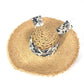 GUCCI 408789 Bucket Hat with Herbarium Ribbon Flora Straw Raffia Design, Beige, Women's