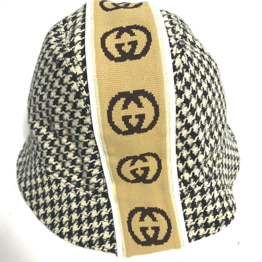 GUCCI インターロッキングG GG 千鳥格子 バケットハット ハット帽 帽子 ハット コットン メンズ ブラック