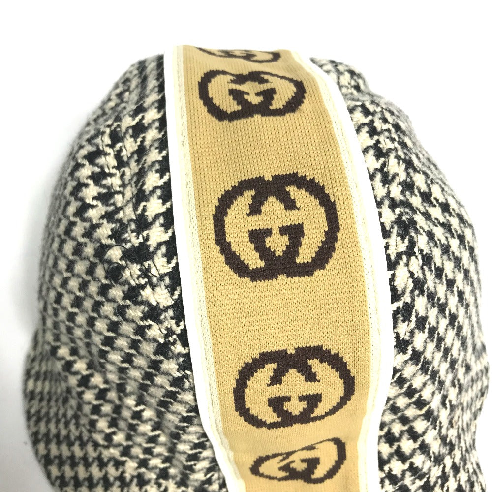 GUCCI インターロッキングG GG 千鳥格子 バケットハット ハット帽 帽子 ハット コットン メンズ ブラック
