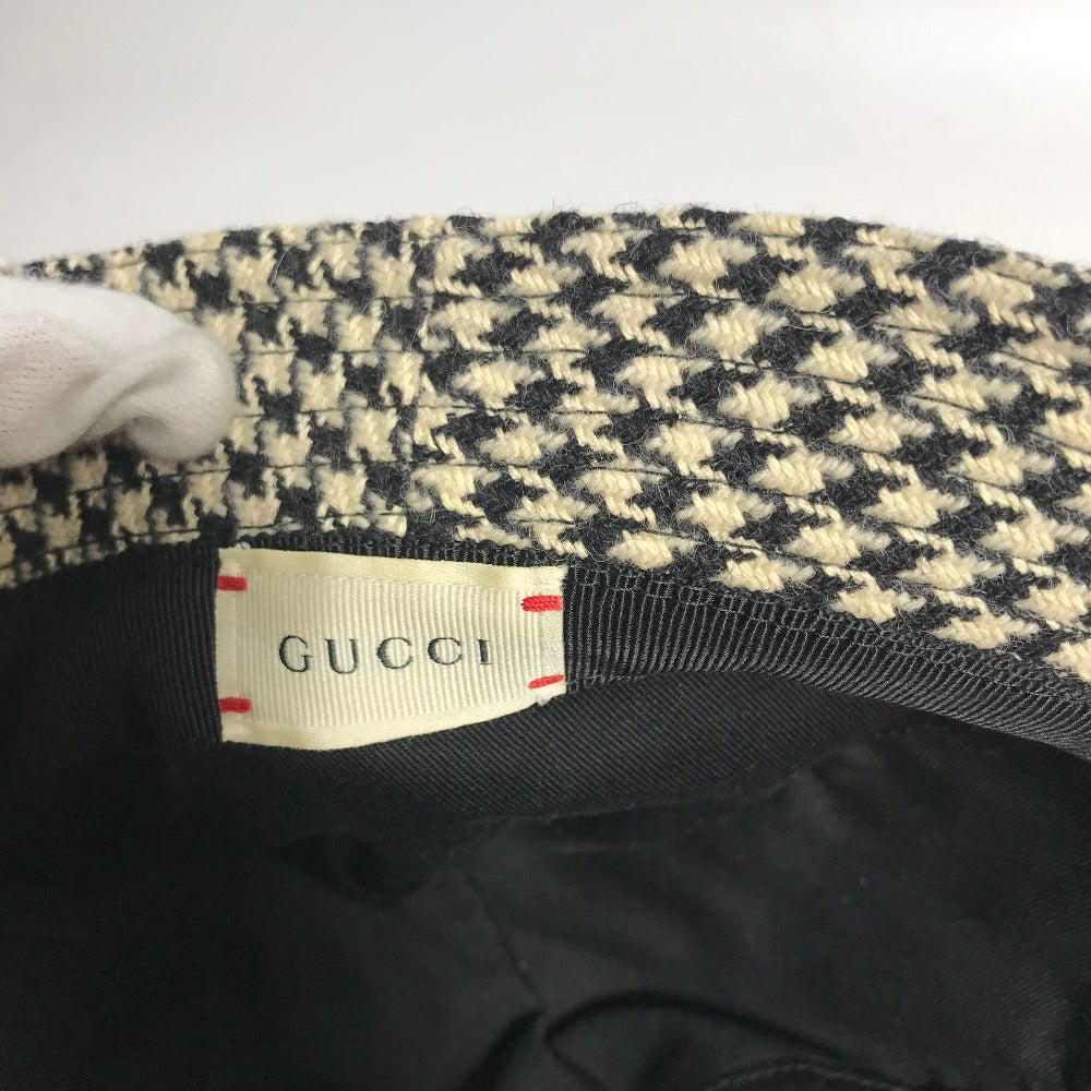 GUCCI インターロッキングG GG 千鳥格子 バケットハット ハット帽 帽子 ハット コットン メンズ ブラック