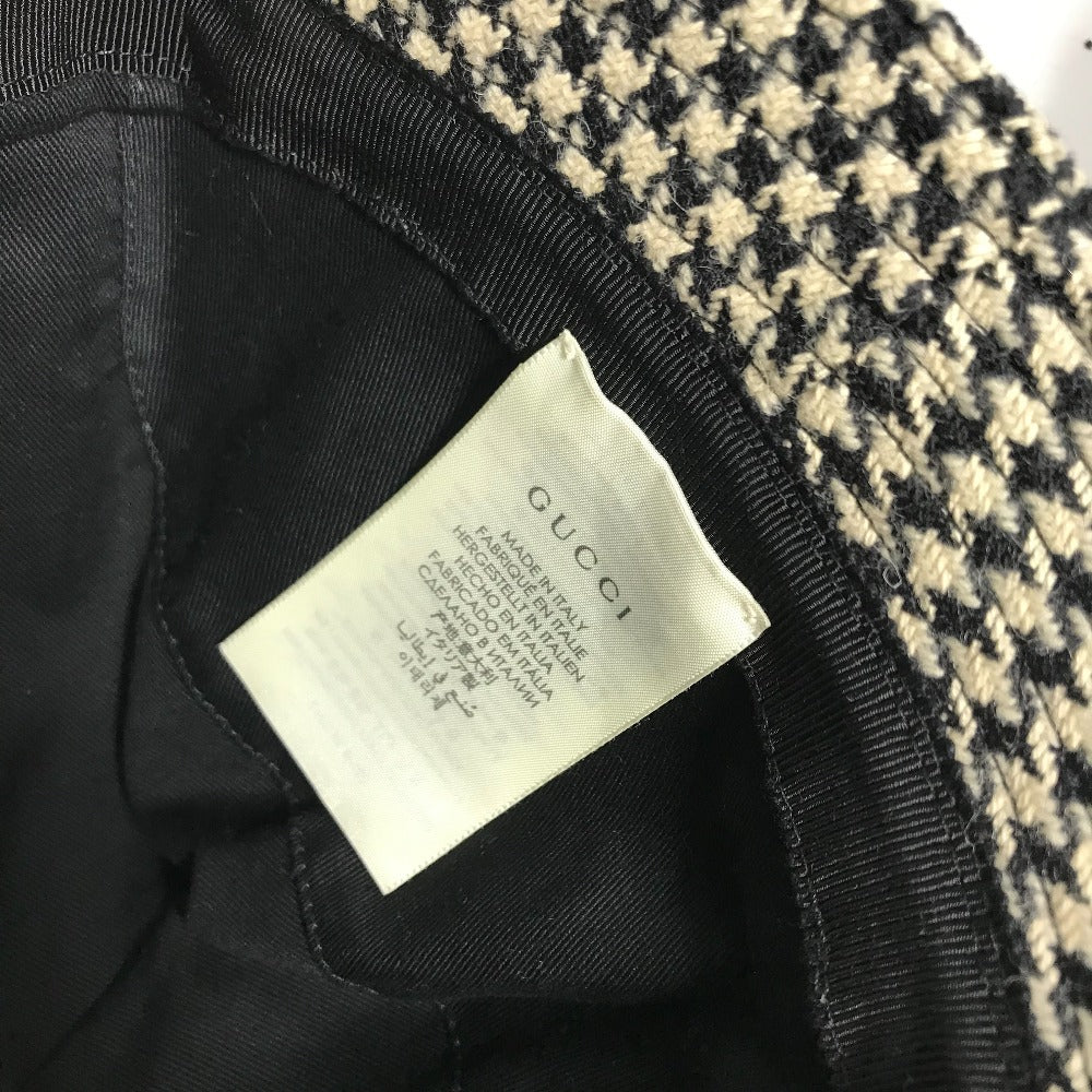GUCCI インターロッキングG GG 千鳥格子 バケットハット ハット帽 帽子 ハット コットン メンズ ブラック