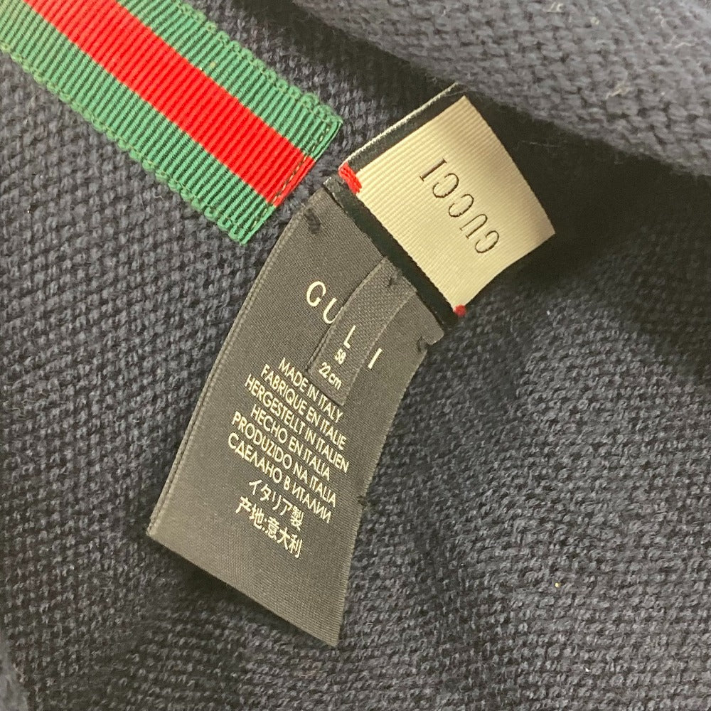 GUCCI スパンコール ラブ ロゴ LOVED ビーニー 帽子 ニット帽 ニットキャップ ニット帽 ウール レディース ネイビー