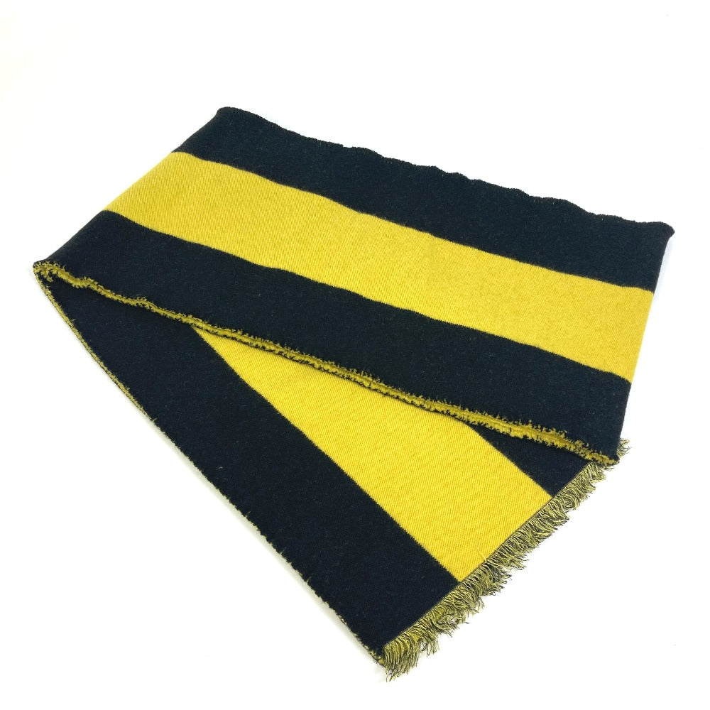 GUCCI fringe scarf, two-tone striped wool scarf, men's, black and yellow