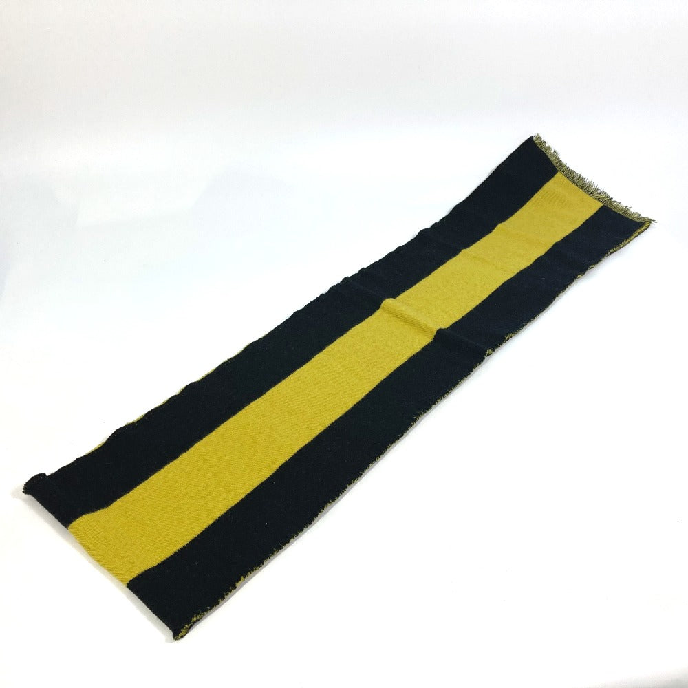 GUCCI fringe scarf, two-tone striped wool scarf, men's, black and yellow