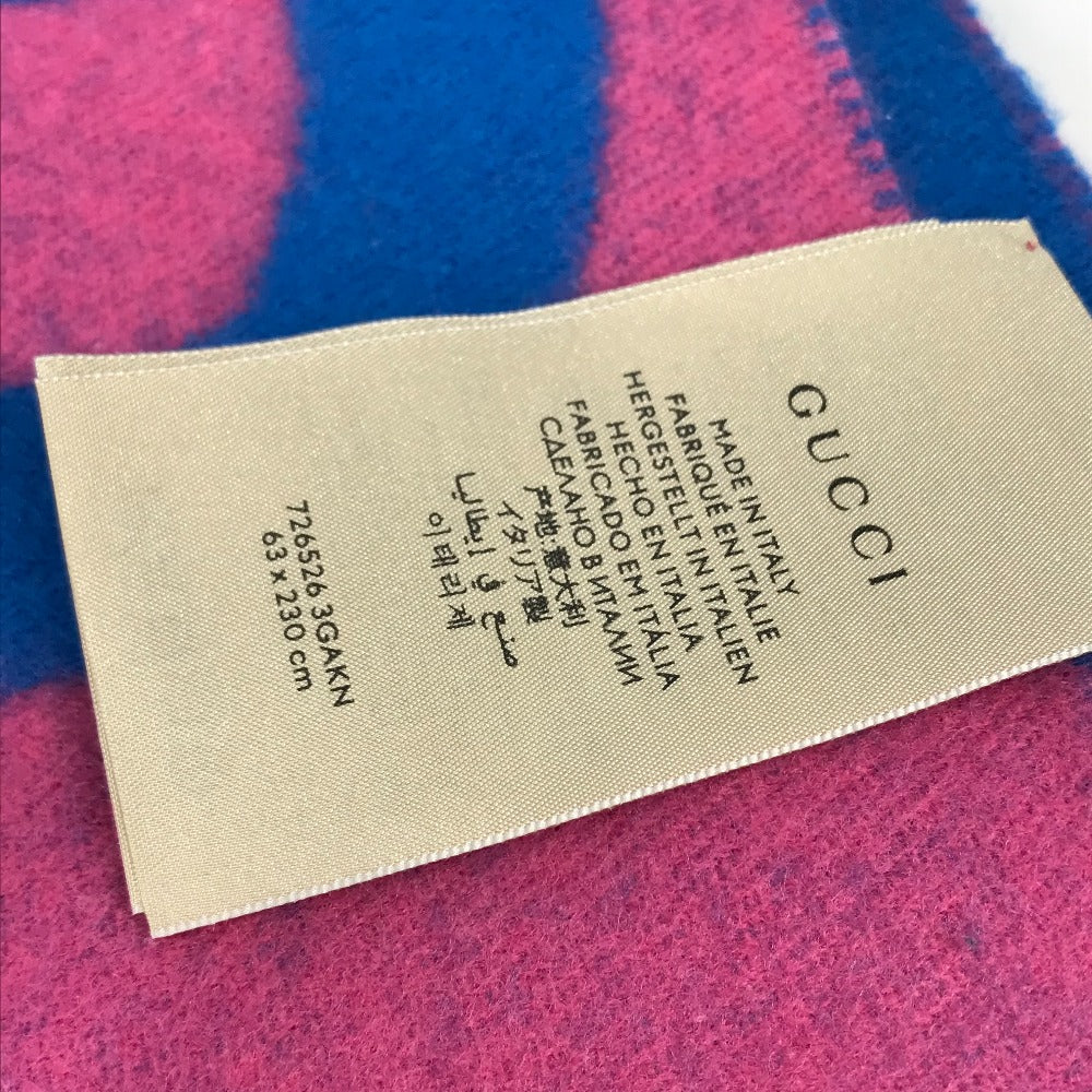 GUCCI 726526 GG Jacquard Fringe Two-Tone Wool Scarf, Women's, Pink