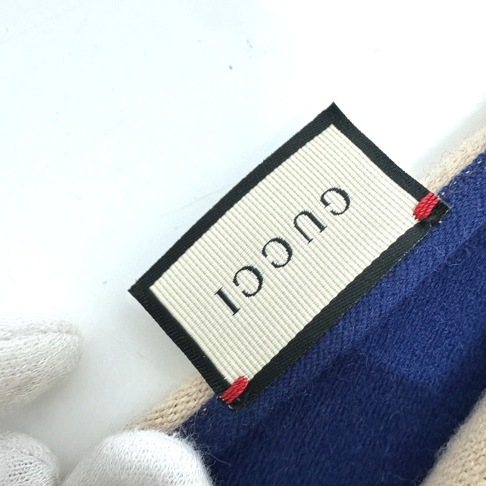 GUCCI 525559 ロゴ アパレル マフラー ストール ショール バイカラー マフラー ウール レディース ブルー