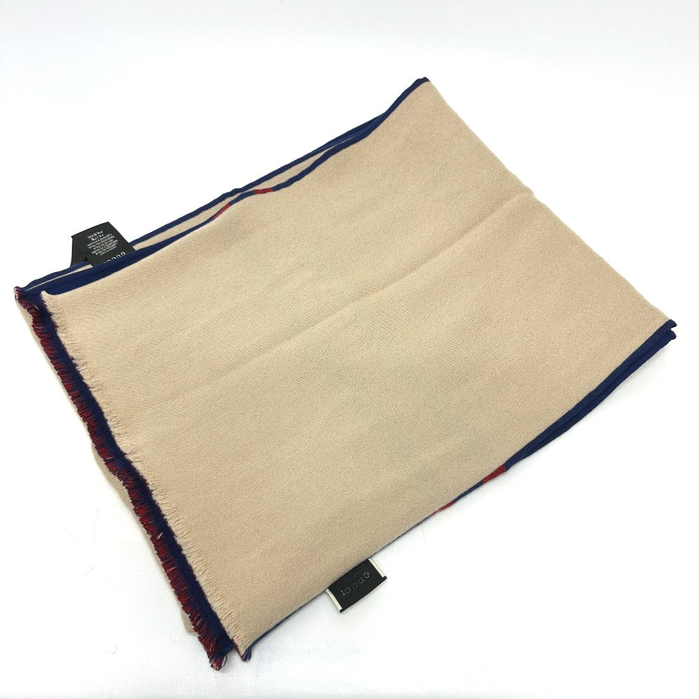 GUCCI 525559 ロゴ アパレル マフラー ストール ショール バイカラー マフラー ウール レディース ブルー