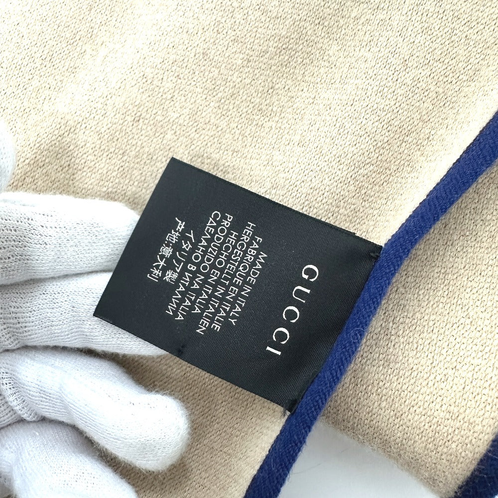 GUCCI 525559 ロゴ アパレル マフラー ストール ショール バイカラー マフラー ウール レディース ブルー