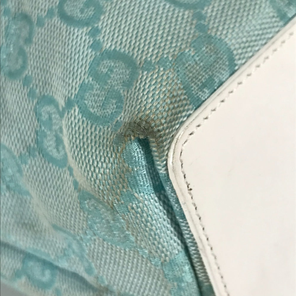 GUCCI 002・1099 ショルダーバッグ 肩掛け GG バケツ ばけつ カバン トートバッグ キャンバス/レザー レディース ブルー