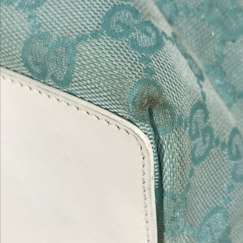 GUCCI 002・1099 ショルダーバッグ 肩掛け GG バケツ ばけつ カバン トートバッグ キャンバス/レザー レディース ブルー