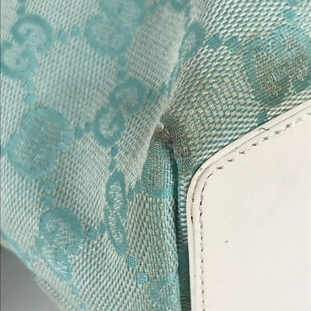 GUCCI 002・1099 ショルダーバッグ 肩掛け GG バケツ ばけつ カバン トートバッグ キャンバス/レザー レディース ブルー