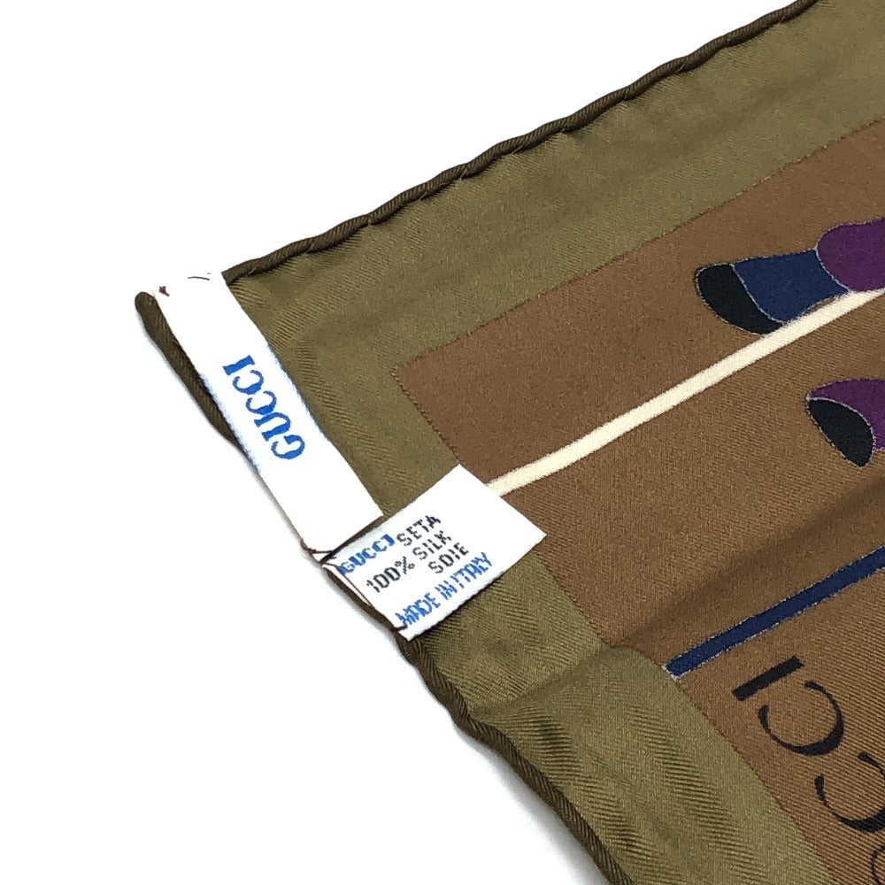 Vintage Gucci Jockey Motif Polo Scarf, Silk, Brown, Women's, Vintage Gucci Jockey Motif Fashion Accessory