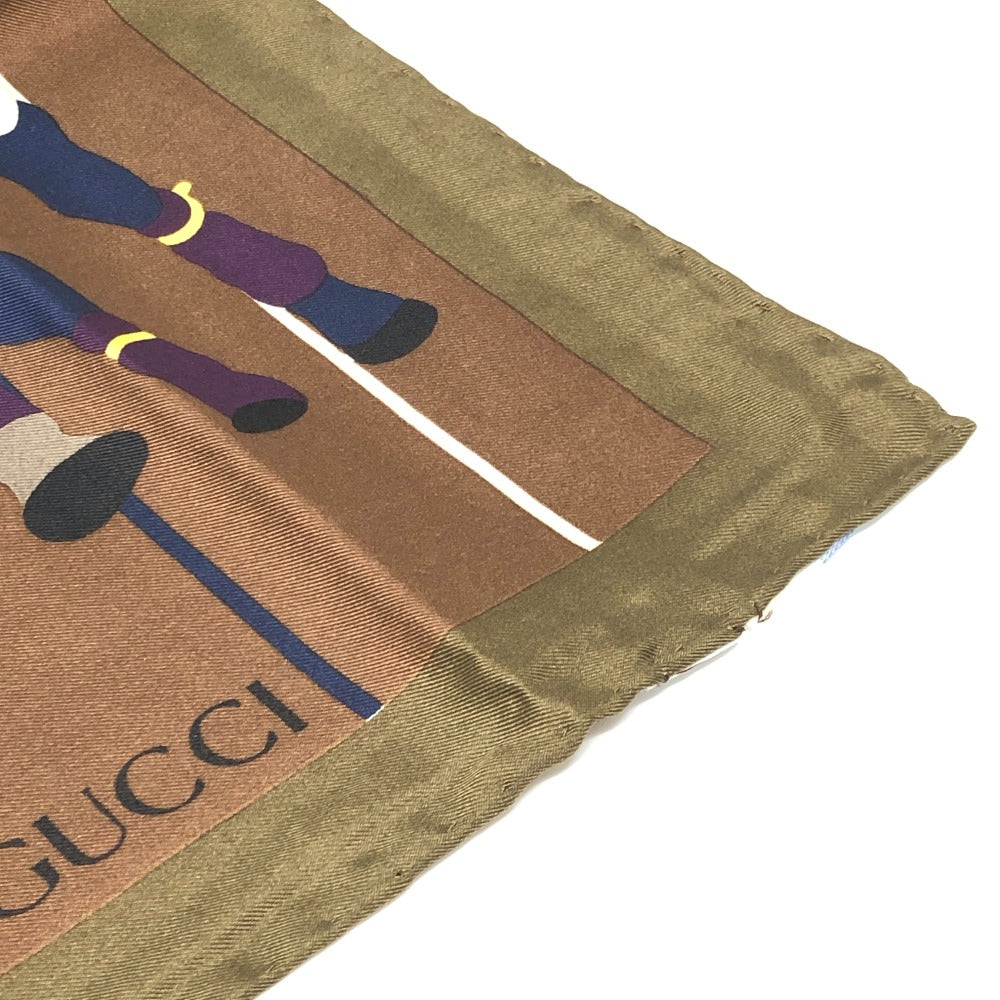 Vintage Gucci Jockey Motif Polo Scarf, Silk, Brown, Women's, Vintage Gucci Jockey Motif Fashion Accessory