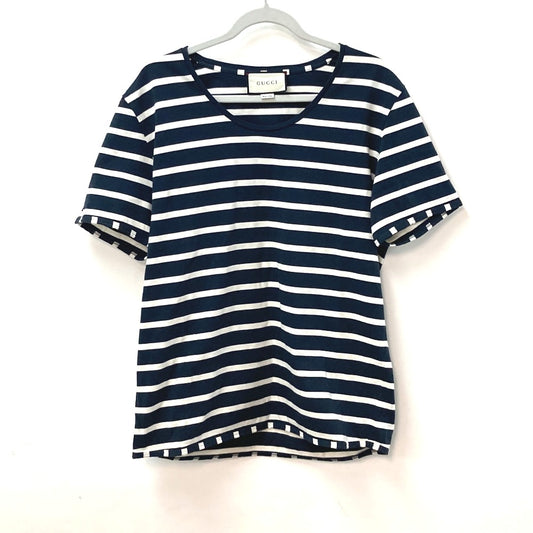 GUCCI 574931 ボーダー トップス アパレル 半袖Ｔシャツ コットン メンズ ネイビー