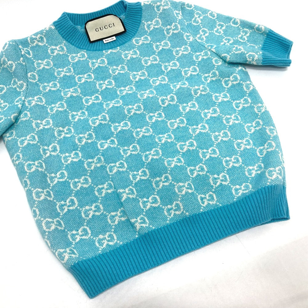 GUCCI 629456 20AW GGジャガード 半袖 ニット トップス コットン半袖 ニット コットン レディース 水色 ブルー - brandshop-reference