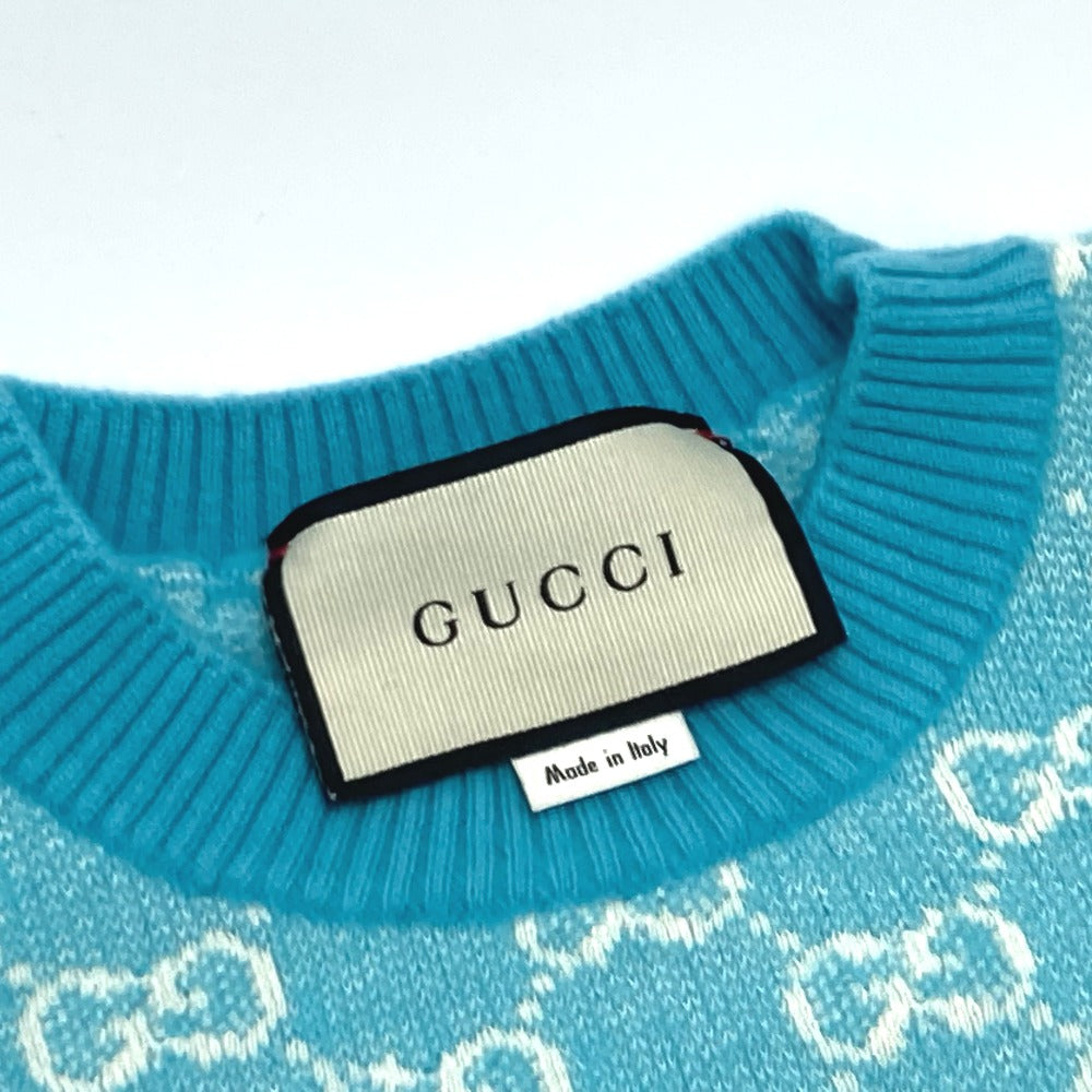 GUCCI 629456 20AW GGジャガード 半袖 ニット トップス コットン半袖 ニット コットン レディース 水色 ブルー - brandshop-reference