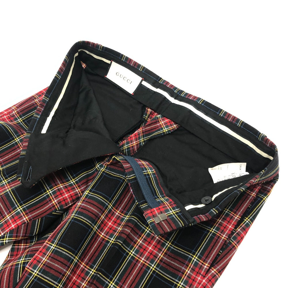 GUCCI 864U01 Checkered Sweatpants, Men's Wool, Red