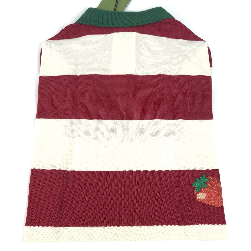 GUCCI 695744 犬 ワンちゃん わんちゃん GG ストロベリー パッチ付き ビッグストライプ ペット Tシャツ ドッグウェア ボーダー　犬用 ドッグ トップスその他 コットン ユニセックス レッド系
