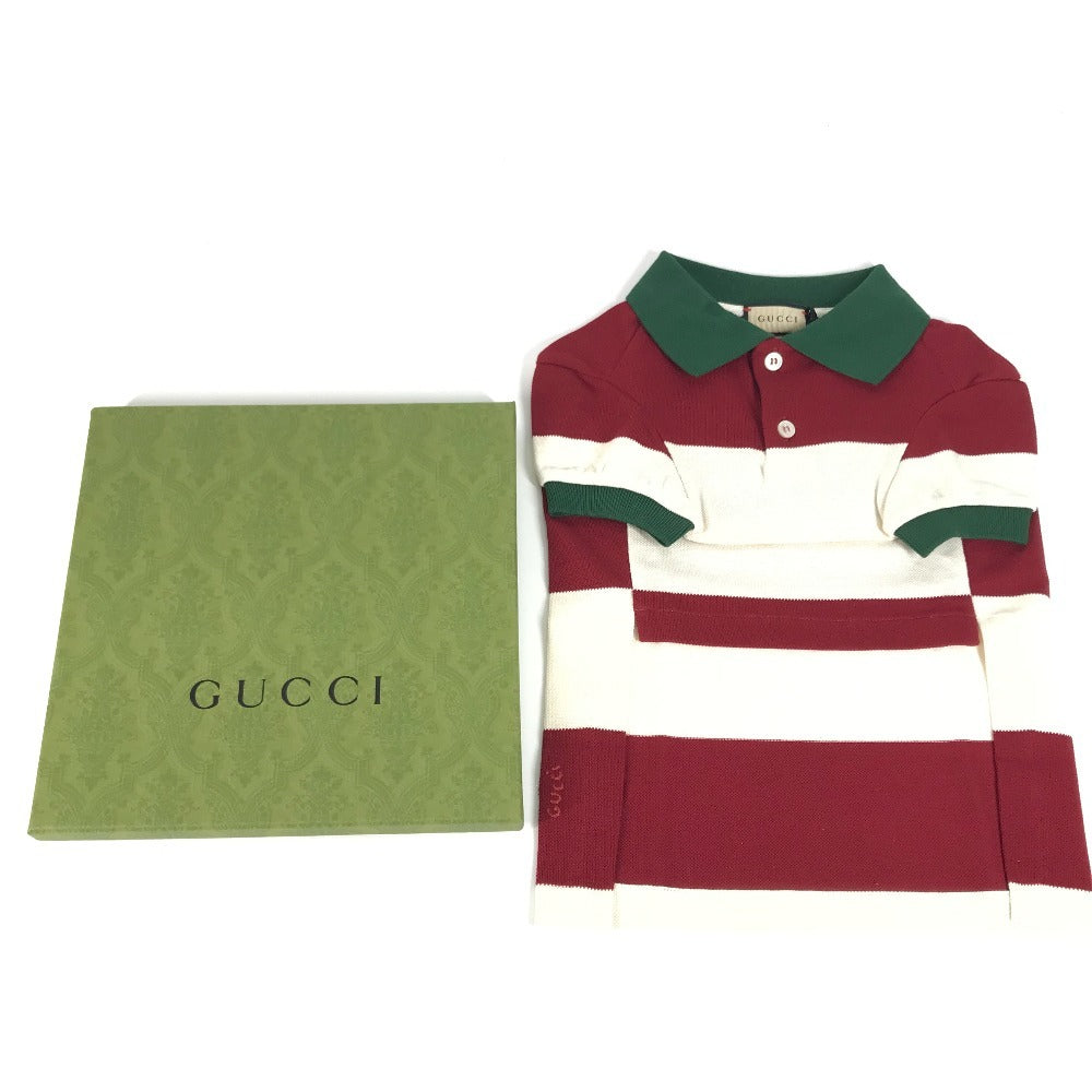 GUCCI 695744 犬 ワンちゃん わんちゃん GG ストロベリー パッチ付き ビッグストライプ ペット Tシャツ ドッグウェア ボーダー　犬用 ドッグ トップスその他 コットン ユニセックス レッド系