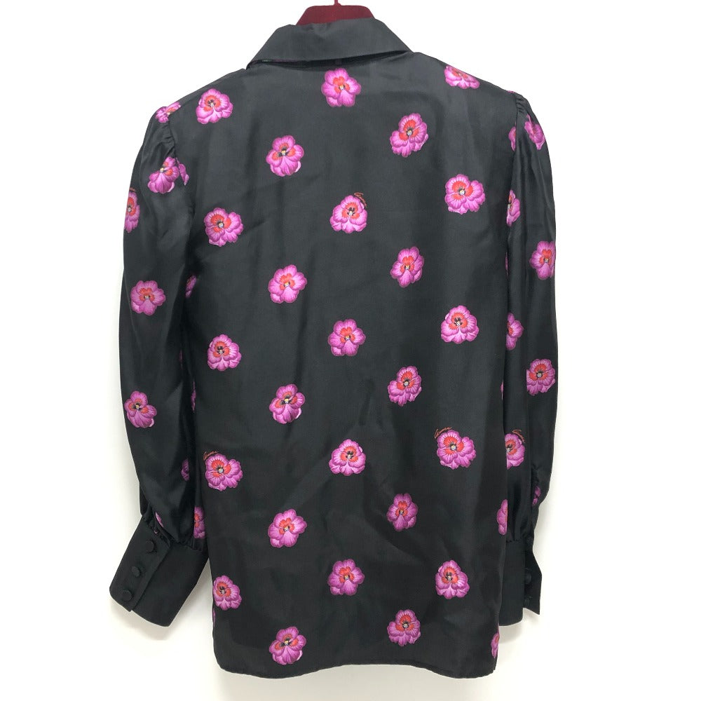 GUCCI 722304 Ribbon Flower Shirt, Apparel Top, Scarf Included, Shoulder Pads, Long Sleeve Shirt, Silk, Women's, Black