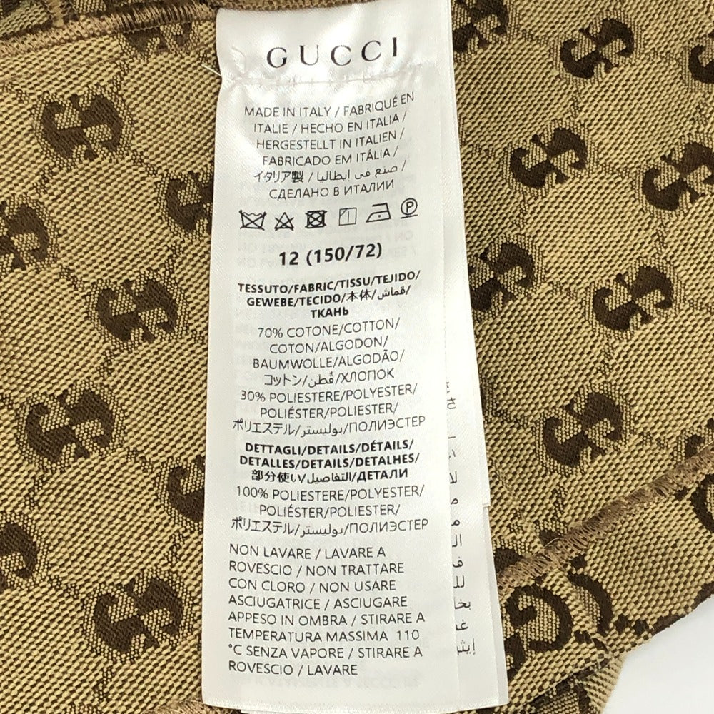 GUCCI 804478 Children's GG Canvas Apparel, All-Over Print, Round Collar, Pleated Dress, Cotton, Women's, Beige