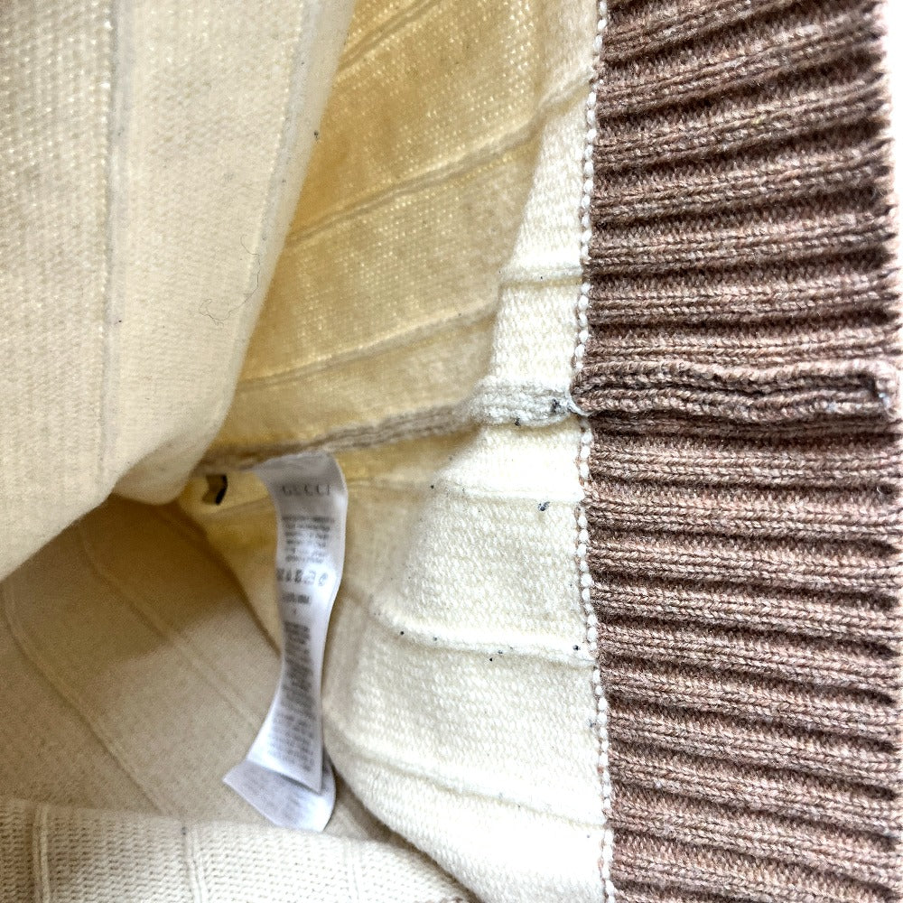 GUCCI 716348XKCQD 23SS Ribbed Crew Neck Long Sleeve Knit Top Apparel Wool Sweater Men's Beige