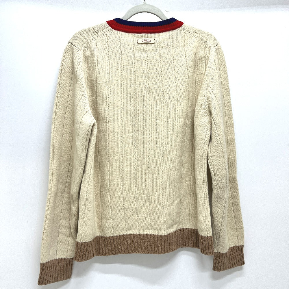 GUCCI 716348XKCQD 23SS Ribbed Crew Neck Long Sleeve Knit Top Apparel Wool Sweater Men's Beige