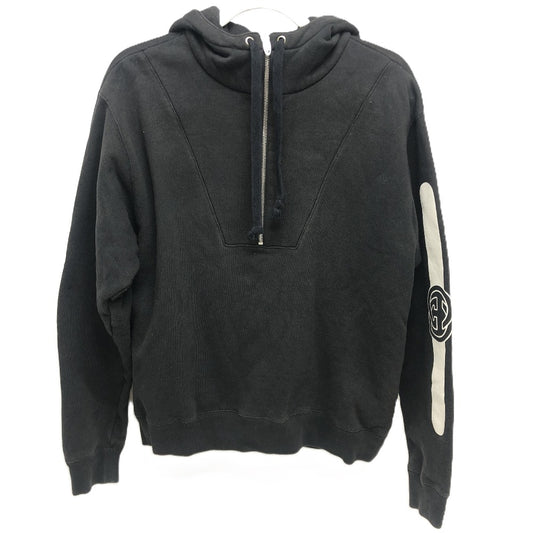 GUCCI 627079 20AW Arm Logo Print Half-Zip Apparel Top Pullover Hoodie Cotton Men's Black