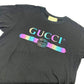 GUCCI Multicolore logo Apparel Tops Crew Neck Short sleeve T-shirt cotton Black Used