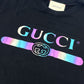 GUCCI Multicolore logo Apparel Tops Crew Neck Short sleeve T-shirt cotton Black Used