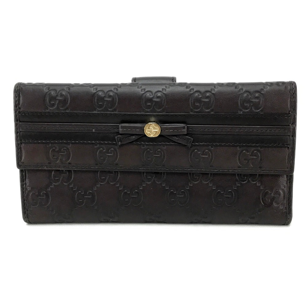 GUCCI 256933 グッチシマ MAYFAIR（メイフェア） Wホック三つ折り財布 長財布 シマレザー レディース ダークブラウン ダークブラウン
