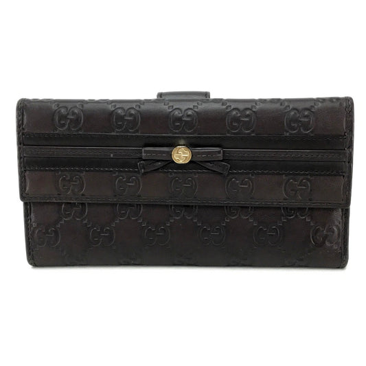 GUCCI 256933 グッチシマ MAYFAIR（メイフェア） Wホック三つ折り財布 長財布 シマレザー レディース ダークブラウン ダークブラウン