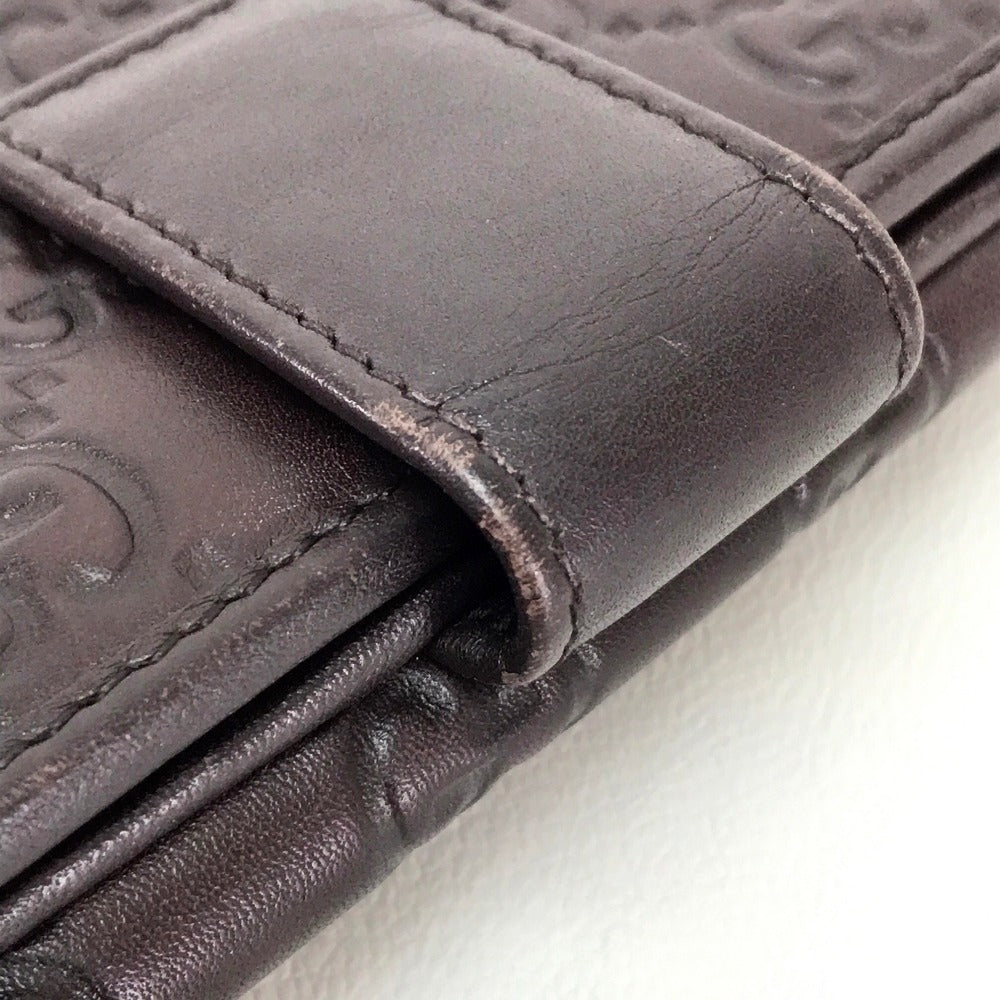 GUCCI 256933 グッチシマ MAYFAIR（メイフェア） Wホック三つ折り財布 長財布 シマレザー レディース ダークブラウン ダークブラウン