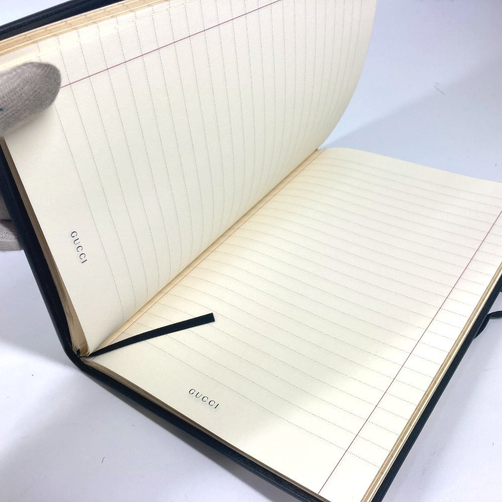 GUCCI 661731 ハーバリウム ラージ メモ帳 ステーショナリー ノート ノートブック レザー ユニセックス ブラック