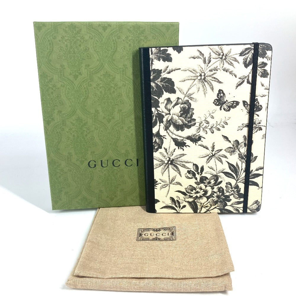 GUCCI 661731 ハーバリウム ラージ メモ帳 ステーショナリー ノート ノートブック レザー ユニセックス ブラック