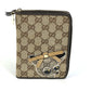 GUCCI 233152 GG Gutchori Chihuahua Stationery Round Zipper Notebook Cover in GG Canvas/Leather, Brown