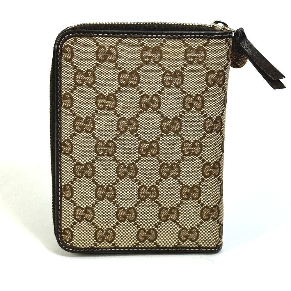 GUCCI 233152 GG Gutchori Chihuahua Stationery Round Zipper Notebook Cover in GG Canvas/Leather, Brown