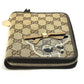 GUCCI 233152 GG Gutchori Chihuahua Stationery Round Zipper Notebook Cover in GG Canvas/Leather, Brown