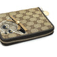 GUCCI 233152 GG Gutchori Chihuahua Stationery Round Zipper Notebook Cover in GG Canvas/Leather, Brown
