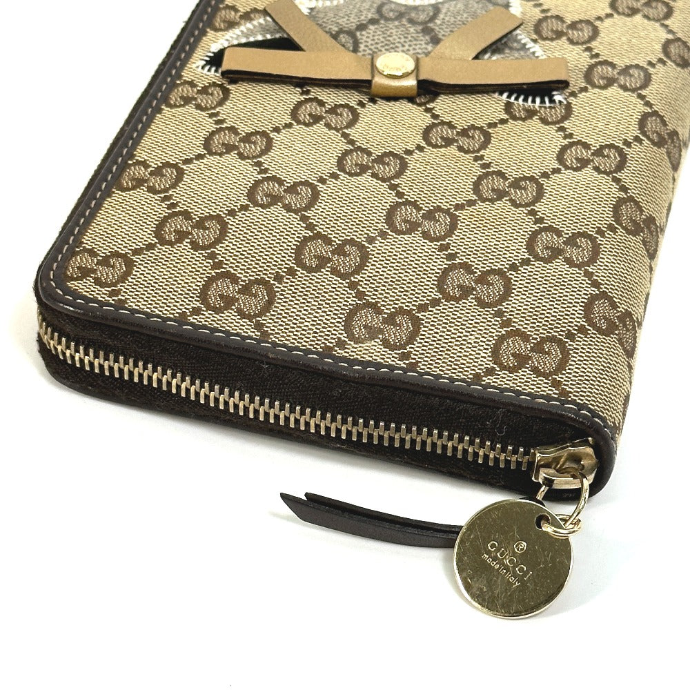GUCCI 233152 GG Gutchori Chihuahua Stationery Round Zipper Notebook Cover in GG Canvas/Leather, Brown