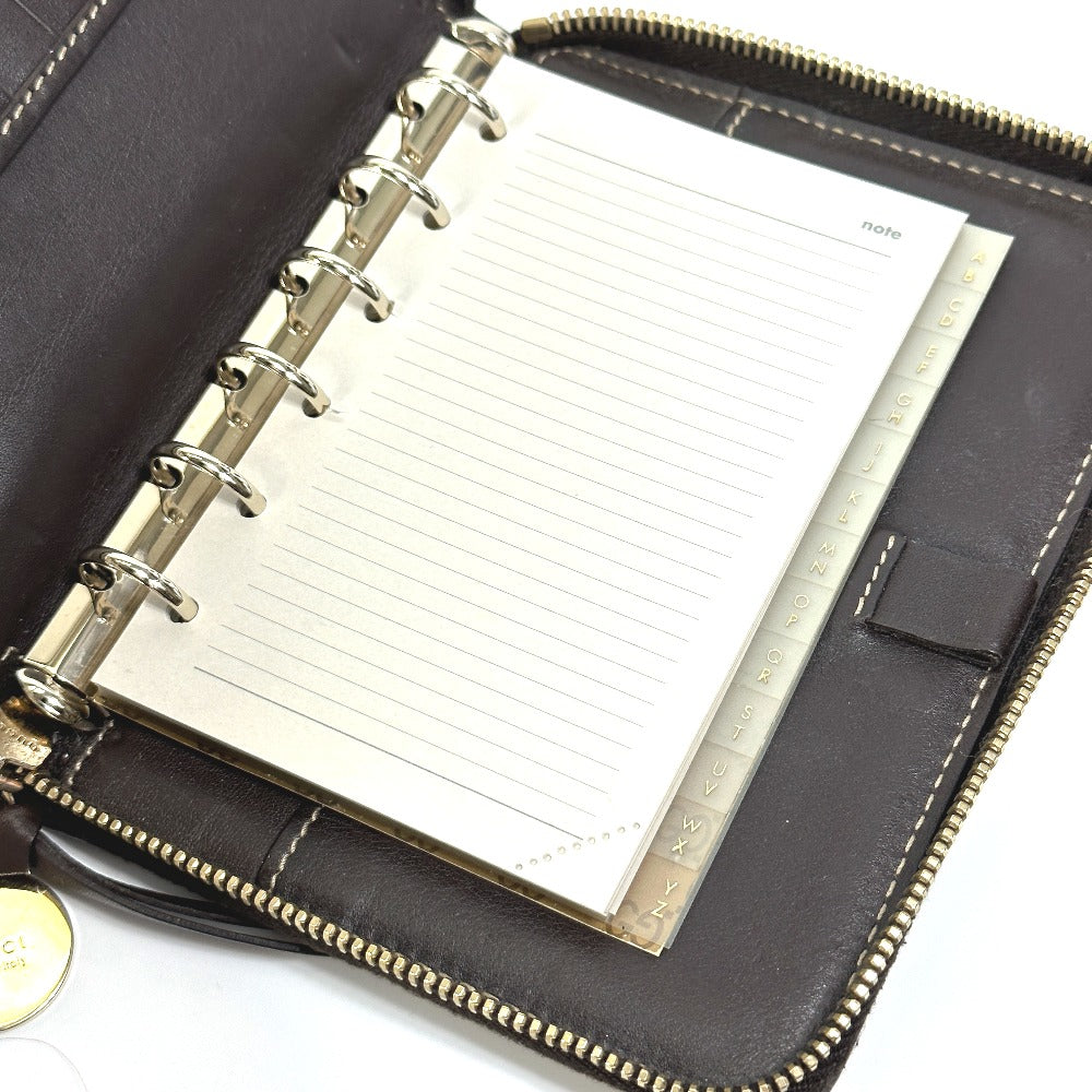 GUCCI 233152 GG Gutchori Chihuahua Stationery Round Zipper Notebook Cover in GG Canvas/Leather, Brown