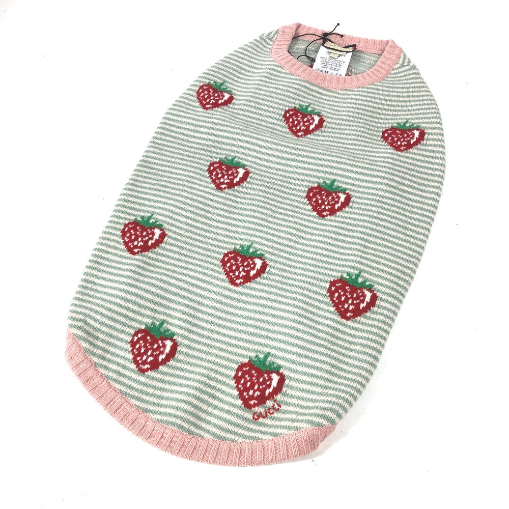GUCCI 695740 Dog Knitwear Strawberry Pet Clothes Tops and Other Items Wool Unisex Pink