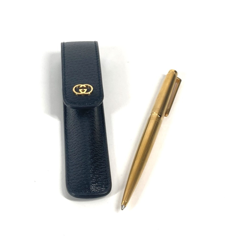 GUCCI 662762 インターロッキングG ケース付き ペンケース ステーショナリー ボールペン メタル ユニセックス ゴールド