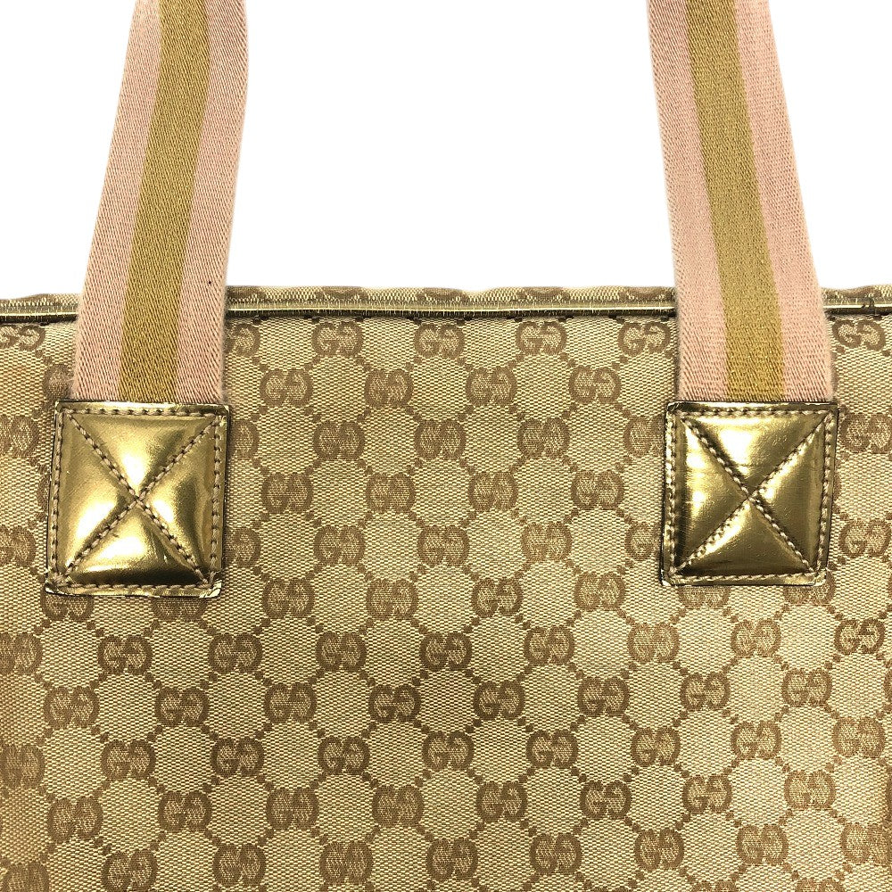 GUCCI 153240 GGCanvas Square Shoulder Bag Tote Bag Travel Bag Duffle Bag GGCanvas Beige Used