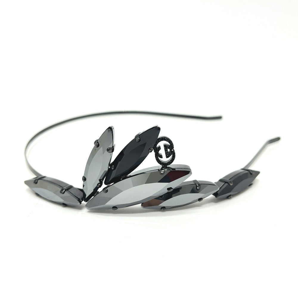 GUCCI GG Crystal Bijou Hair Accessory Headband in Metal, Women's, Black