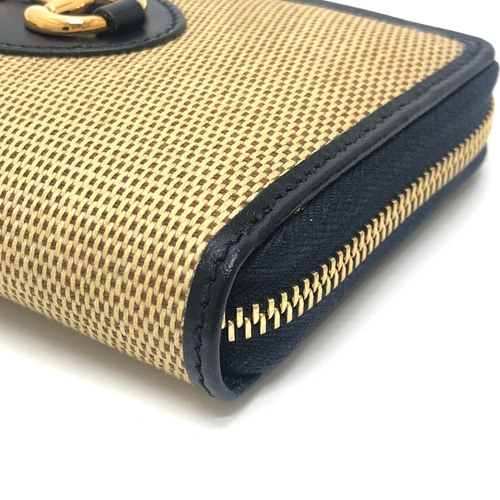 GUCCI 621889 Horsebit Zip Around Long wallet accessory Long Wallet Canvas/Leather BROWN Brown Used