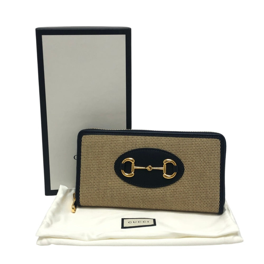 GUCCI 621889 Horsebit Zip Around Long Wallet Long Wallet Canvas/Leather BROWN Brown Used